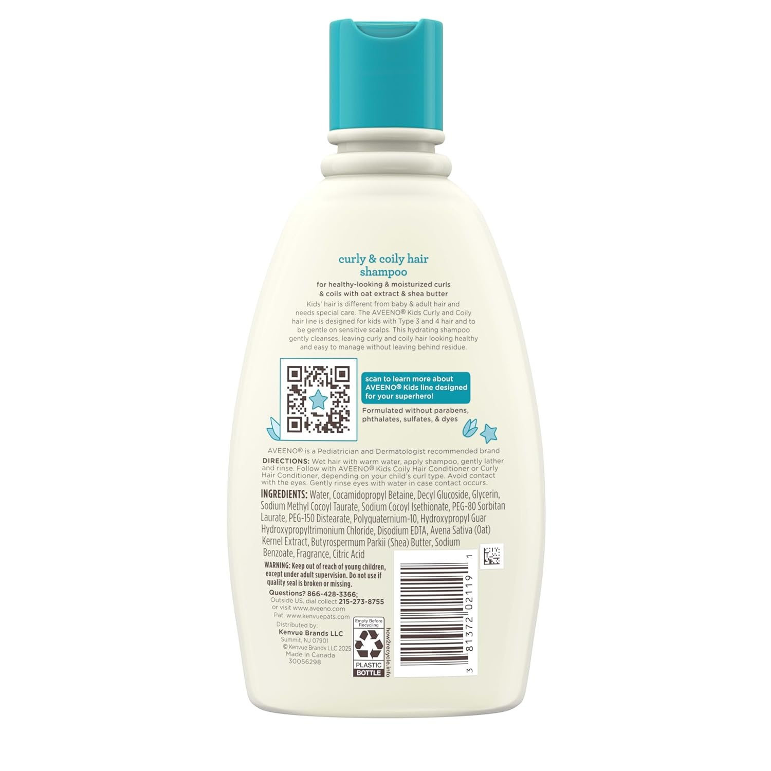 image:imageAveeno Kids Curly amp Coily Hair Shampoo Hydrating Shampoo for Type 3 amp 4 Hair Kids Curly Hair Products suitable for Sensitive Scalps with Oat Extract amp Shea Butter ParabenFree 12 fl ozGentle Scent