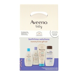 image:imageAveeno Baby Bathtime Solutions Mommy amp Me Gift Set Baby Wash amp Shampoo Calming Bath Daily Moisturizing Lotion and Stress Relief Body Wash for Mom Colloidal Oat Baby Bath Essentials 4 itemsMom  Baby