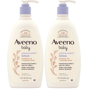 image:imageAveeno Baby Calming Comfort Moisturizing Body Lotion with Relaxing Lavender amp Vanilla Scents NonGreasy Baby Lotion Nourishing Prebiotic Oatmeal Paraben amp PhthalateFree 18 fl oz12 Fl Oz Pack of 2