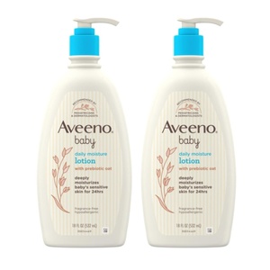 image:imageAveeno Baby Daily Moisture Body Lotion for Sensitive Skin Hypoallergenic Moisturizing Baby Lotion with Nourishing Oat to Deeply Moisturize Babys Skin FragranceFree 18 fl oz 2 Pack18 Fl Oz Pack of 2