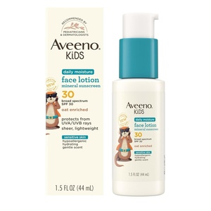 image:imageAveeno Kids Daily Moisture Face Lotion amp Mineral Sunscreen with SPF 30 Oat Enriched Face Moisturizer for Kids amp BroadSpectrum Sun Protection for Sensitive Skin Hypoallergenic 15 fl oz