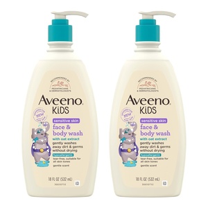 image:imageAveeno Kids Sensitive Skin Face amp Body Wash Nourishing Oat Extract Wash Away Dirt and Germs Without Drying Kids Body Wash is TearFree Hypoallergenic Sulfate amp DyeFree 18 Fl Oz18 Fl Oz Pack of 2