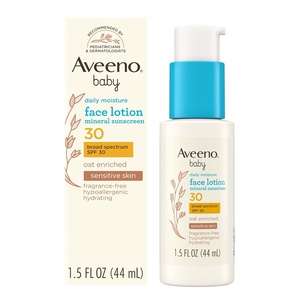 image:imageAveeno Baby Daily Moisture Face Lotion amp Mineral Sunscreen with SPF 30 Oat Enriched Face Moisturizer for Babies amp BroadSpectrum Sun Protection for Sensitive Skin FragranceFree 15 fl oz